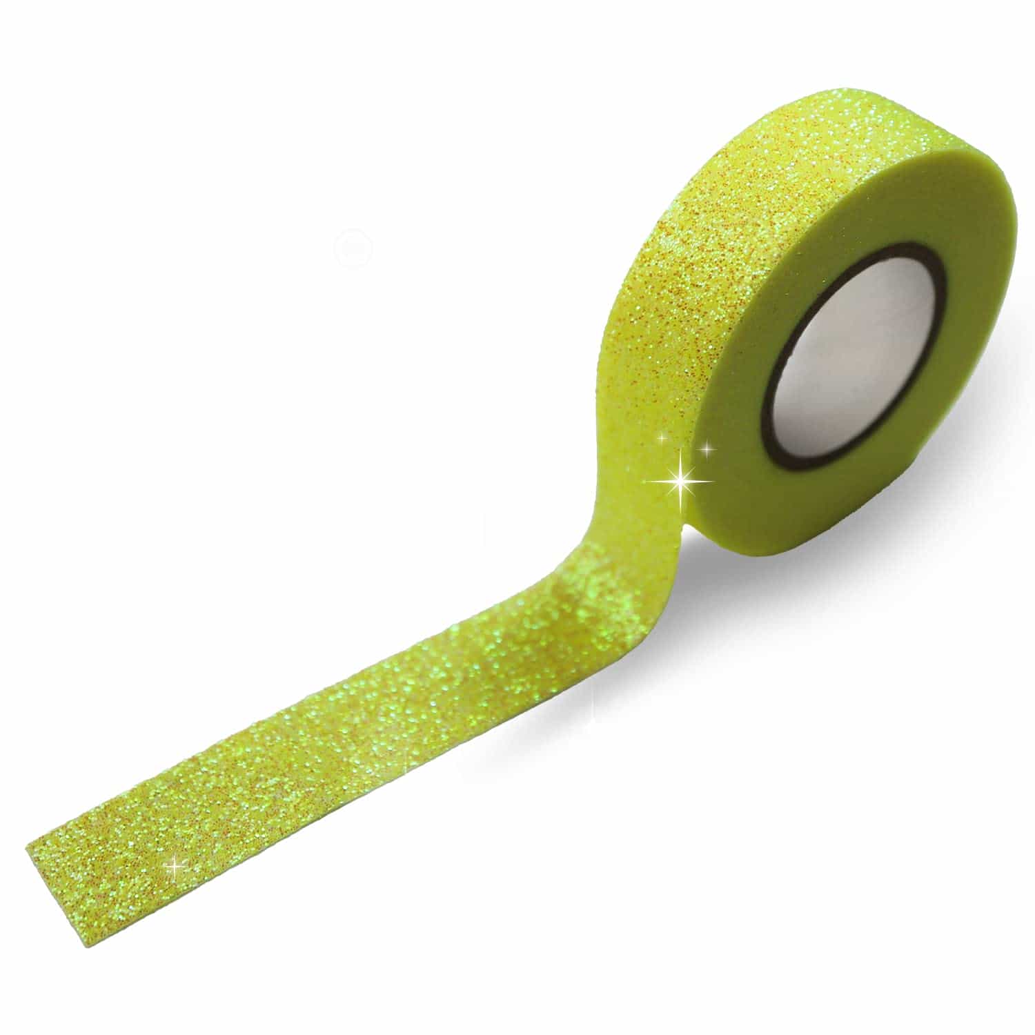 【レビューで100円クーポン】【グリッターテープ】キラキラ デコレーションシール マスキングテープ 黄色 イエロー 1巻 幅約15mm×長さ約5m きらきらぷん...