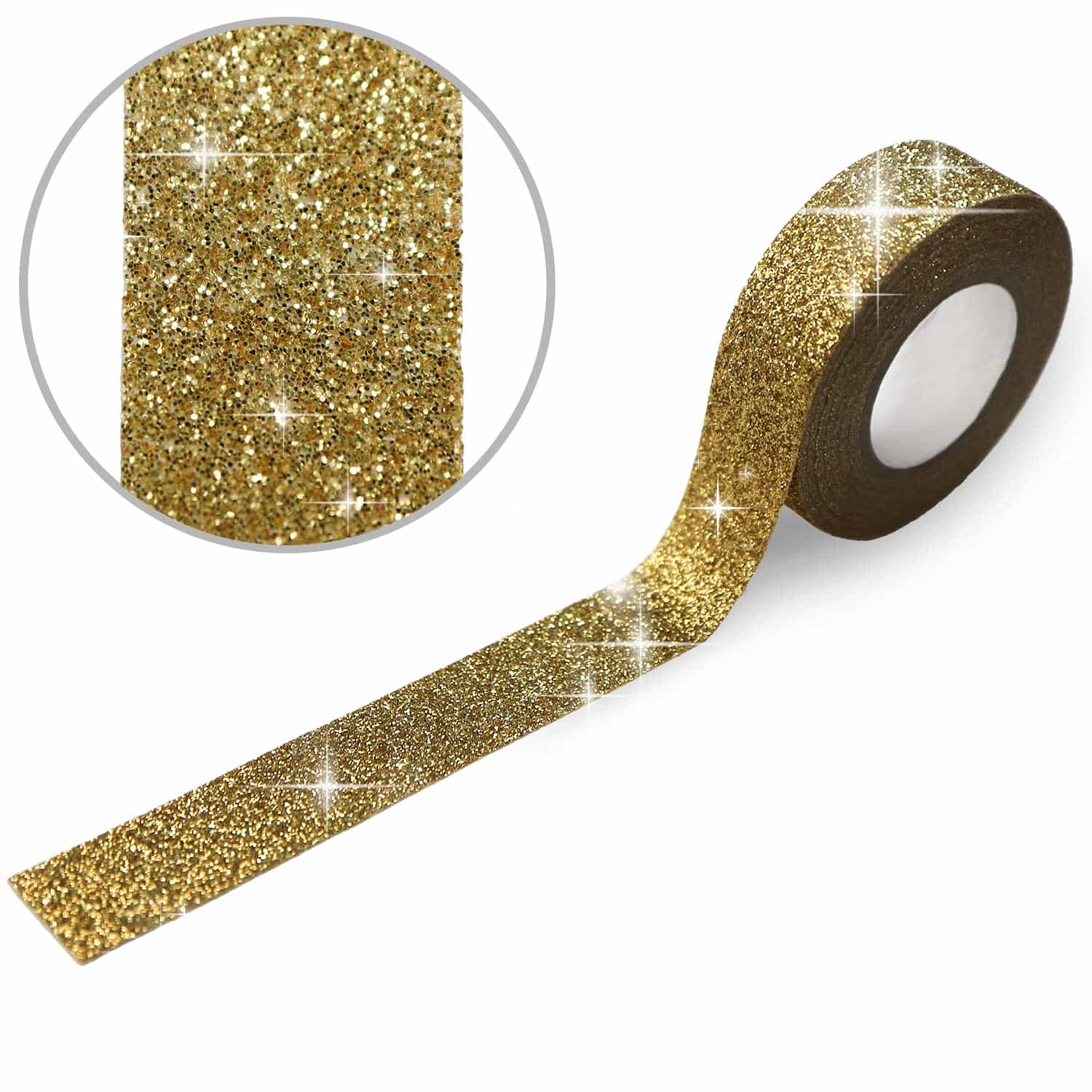 【レビューで100円クーポン】【グリッターテープ】キラキラ デコレーションシール マスキングテープ 金 ゴールド 1巻 幅約15mm×長さ約5m きらきらぷんぷ...