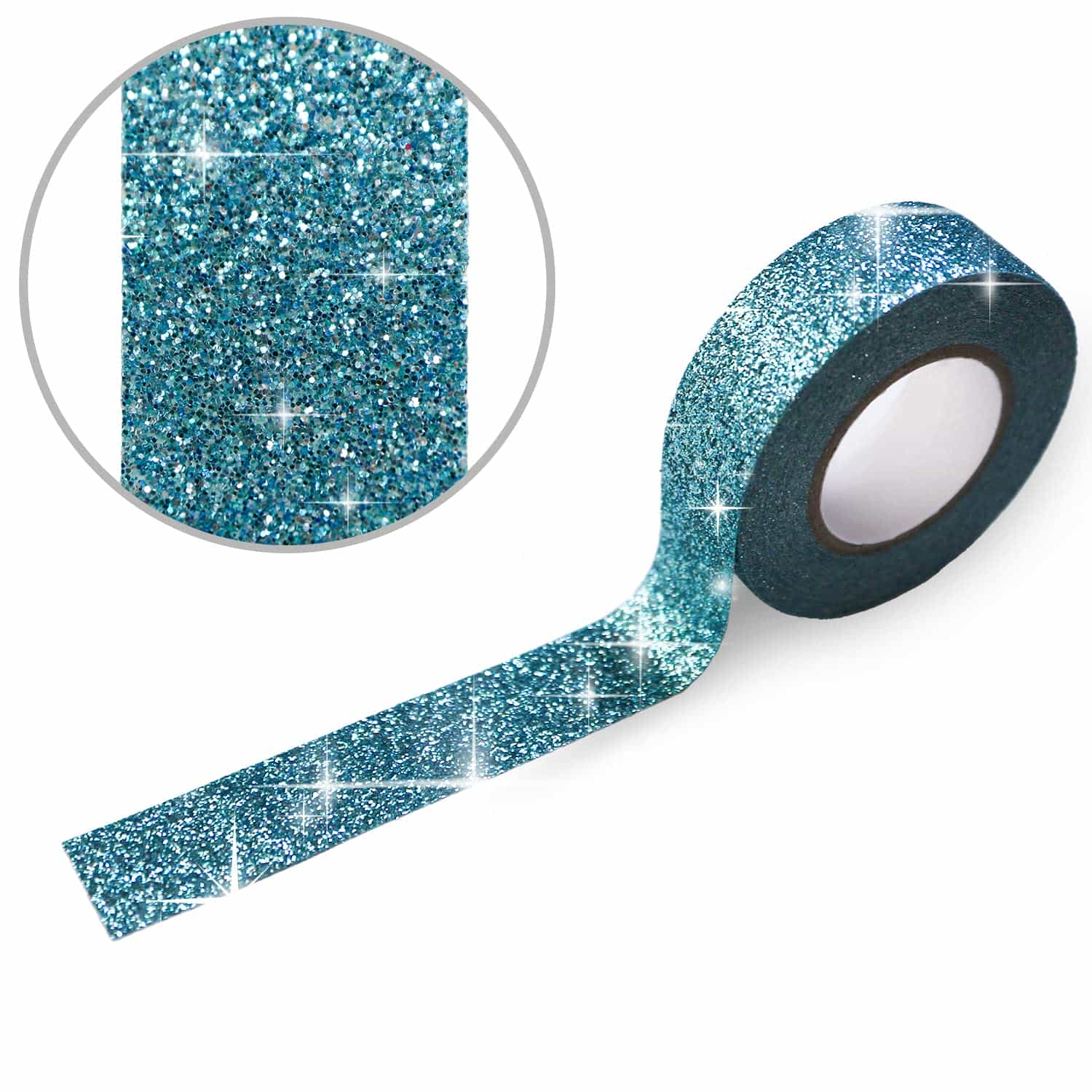 【レビューで100円クーポン】【グリッターテープ】キラキラ デコレーションシール マスキングテープ ライトブルー 1巻 幅約15mm×長さ約5m きらきらぷんぷ...