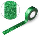 キラキラ デコレーションシール マスキングテープ 緑 グリーン 1巻 幅約15mm×長さ約5m きらきらぷんぷん丸 GT-009