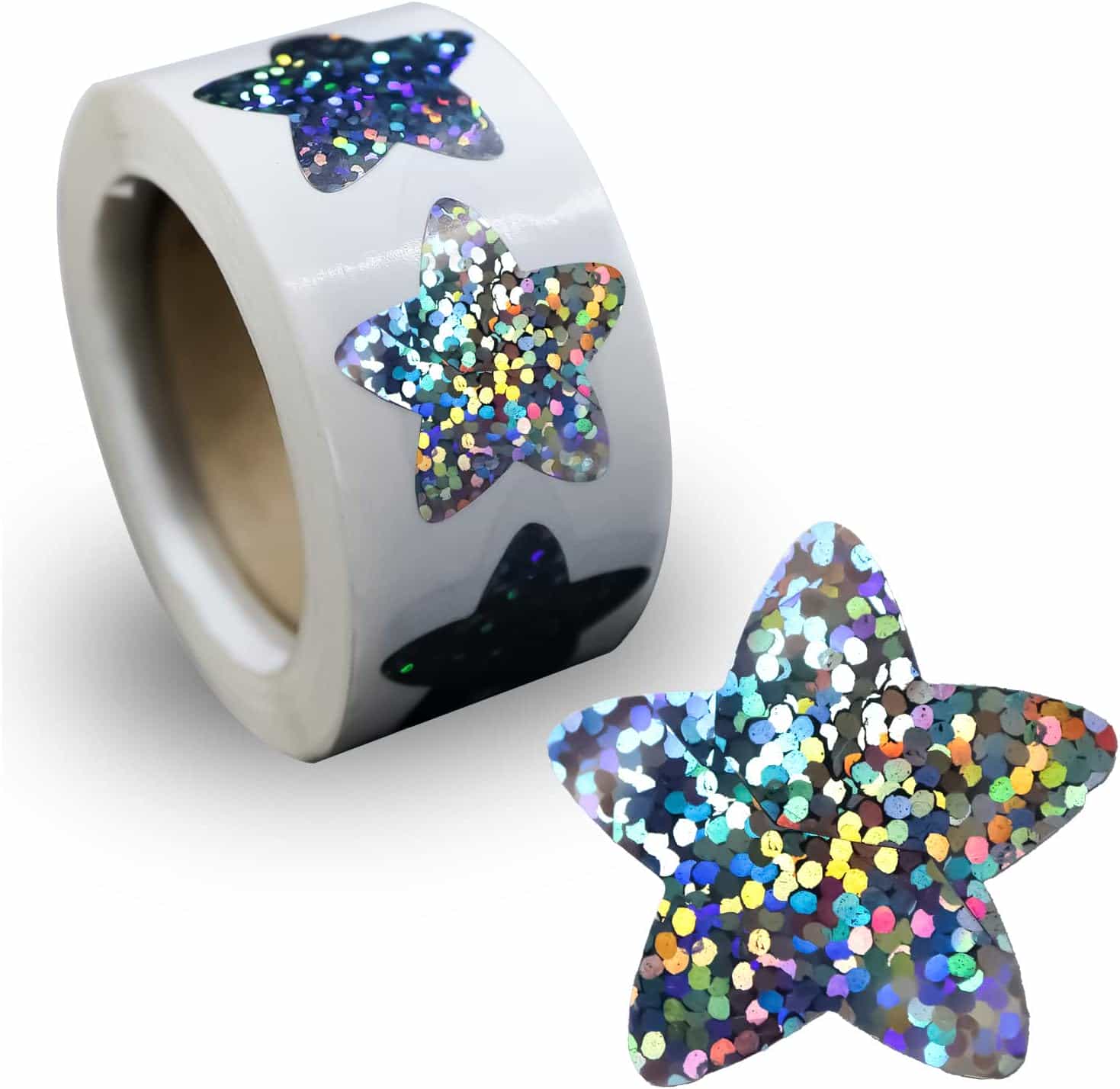 Rakuten - 【レビューで100円クーポン】【ホログラムロールシール】星 約500枚入り シールサイズ約25×25mm 大容量 きらきらぷんぷん丸 HRS-003