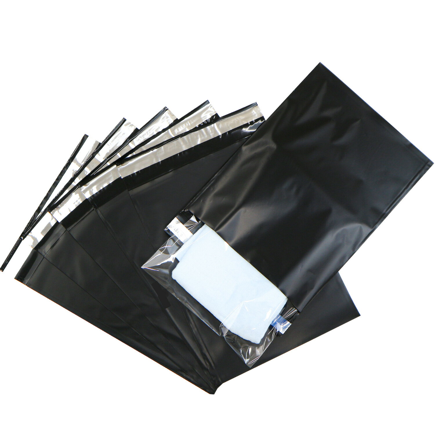 宅配ビニール袋 A4【100枚】250x330+50mm 60ミクロン 臭くない 宅配袋 ブラック 静電気防止テープ 梱包..