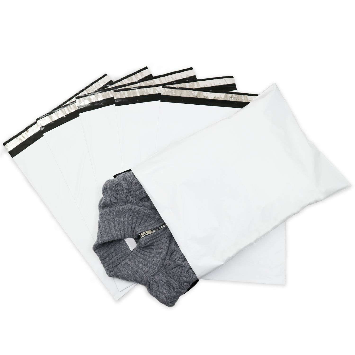 宅配ビニール袋 A3【100枚】340x450+50mm 60ミクロン 臭くない 宅配袋 白(ホワイト) 静電気防止テープ 梱包袋 発送用 ワークアップ