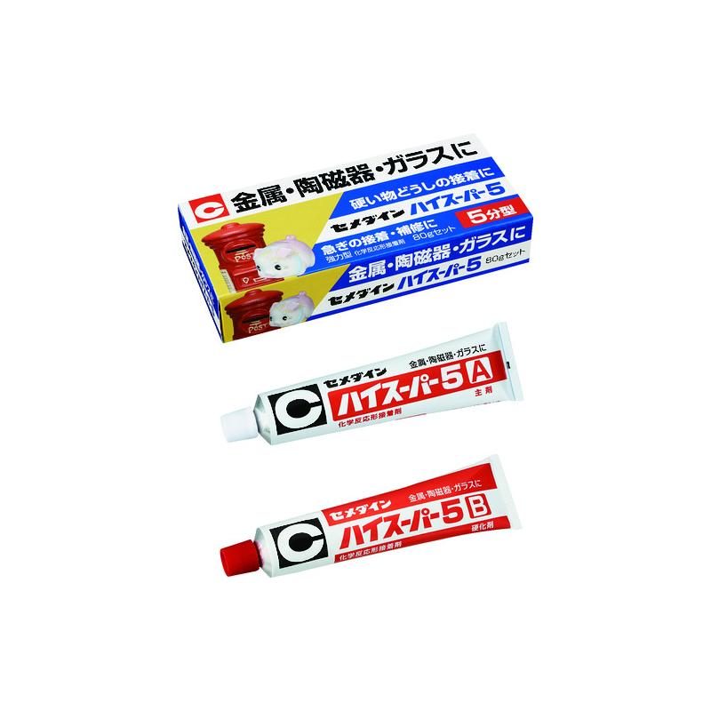 商品名セメダイン ハイスーパー5 80gセット CA-186 CA-186メーカー名セメダイン商品名称ハイスーパー5 80gセット CA-186型番CA-186※ご注文前の確認事項・お支払い方法：クレジット決済、銀行振込（商品代引き不可） ・発送に関して：メーカー直送（運送業者の指定は出来ませんのでご了承下さい） ・在庫に関して：欠品の場合は都度ご連絡させて頂きます。 ・送料に関して：北海道、沖縄、離島等は別途となる場合があります。都度ご相談下さいませ。 ・その他：廃盤や価格変更、仕様変更、品番変更等が行われる場合があります。予めご了承ください。