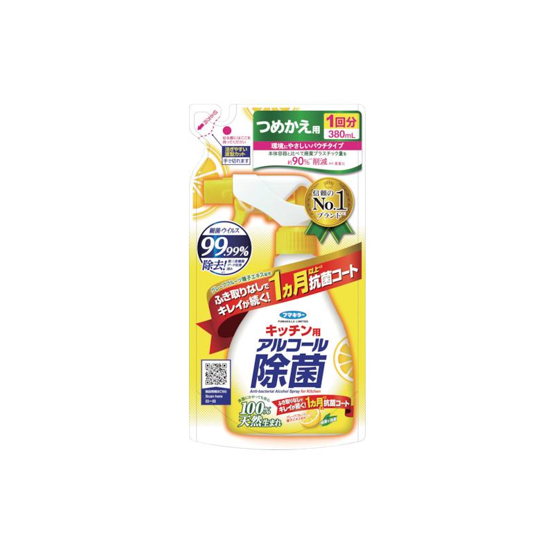 フマキラー キッチン用アルコール除菌スプレーつめかえ用 380ml 1個 448559