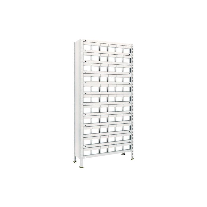 Rakuten - トラスコ中山 TRUSCO スチールラック 軽量棚 875X300X1800 樹脂引出NG 小X66 ネオグレー 1台 63V-812E11