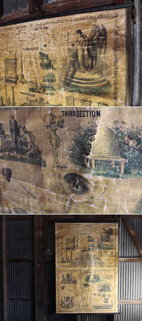 late 1800s masonic chart 【中古】アンティーク ヴィンテージ ポスター フリーメイソン 古いタペストリー アメリカ インテリア 1800年代 グッズ【アメリカンアンティーク】 2