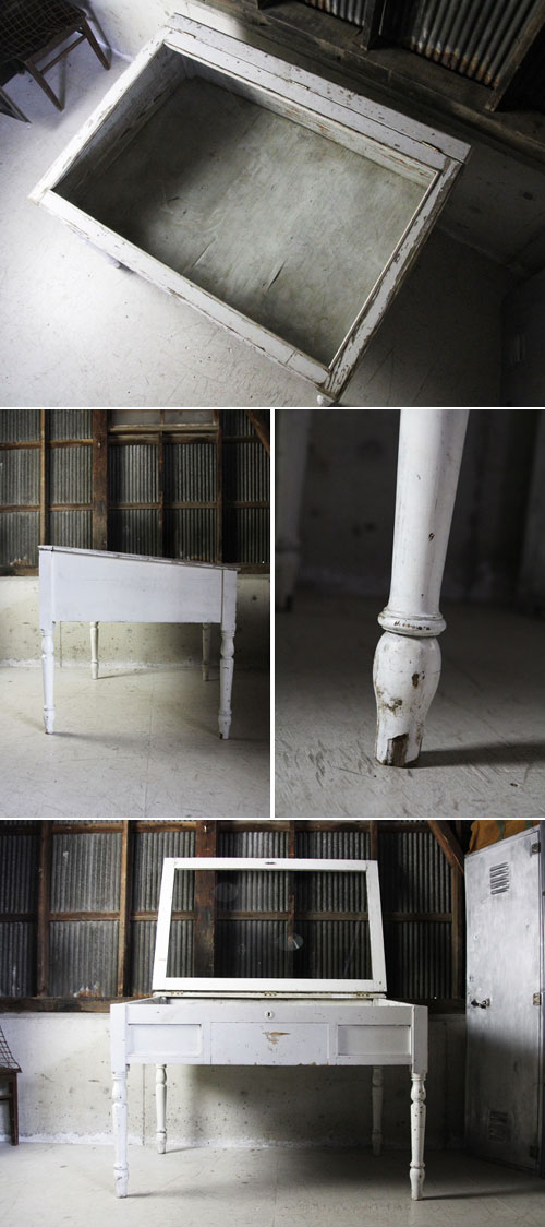 old show case from france 古いフランス製の木製棚型ショーケース ガラスショーケース【中古】家財便 送料別 ヨーロッパアンティーク [2]