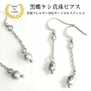 タヒチ 黒蝶 ケシ真珠 ロング ピアス 1粒 フック ジュエリー レディース ステンレス 金属アレルギー 人気 ぶら下がり ハワイ ブラックパール ギフト プレ...
