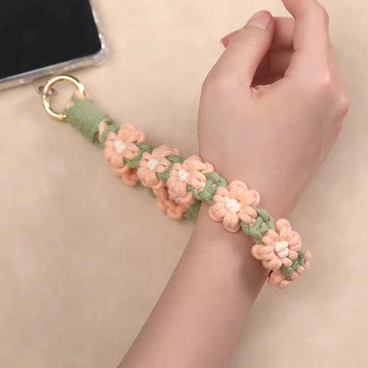 松島本舗のストラップ 着脱簡単 ストラップホルダー 手首掛け スマホストラップ 落下防止 手編み 携帯ストラップ 花柄 フラワー ハンドストラップ バッグ用 お洒落 挟むだけ ハンドメイド 紛失防止 全機種対応｜アングル2