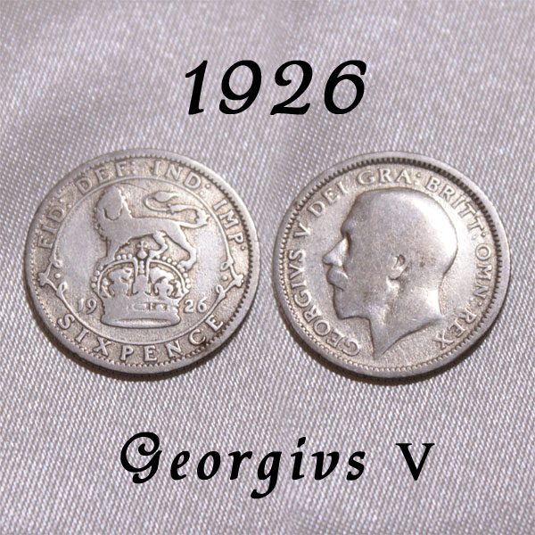 1926年 ジョージ5世 獅子と王冠 イギリス 50％ .500 シルバー Silver ハッピー ウェディング シックスペンス 花嫁の…