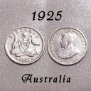 1925年 ジョージ5世 6ペンス 銀貨 前進あるのみ カンガルー エミュー オーストラリア .925 スターリング シルバー 硬貨 通貨 古銭 貨幣 ウェディ...