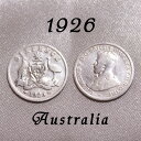 1926年 ジョージ5世 6ペンス 銀貨 前進あるのみ カンガルー エミュー オーストラリア .925 スターリング シルバー 硬貨 通貨 古銭 貨幣 ウェディ...