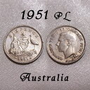 1951年 PL イギリス ロンドン製 ジョージ6世 6ペンス銀貨 前進あるのみ カンガルー エミュー オーストラリア シルバー Silver 硬貨 通貨 古銭 貨幣 ウェディング シックスペンス 花嫁の左の靴に6ペンス ラッキー 幸福 幸運 アンティーク コイン お祝い 【中古】