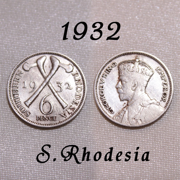 南ローデシア 発行初年 1932年 Southern Rhodesia 幸福の6ペンス コイン .925 スターリングシルバー　銀貨 ジョージ5…