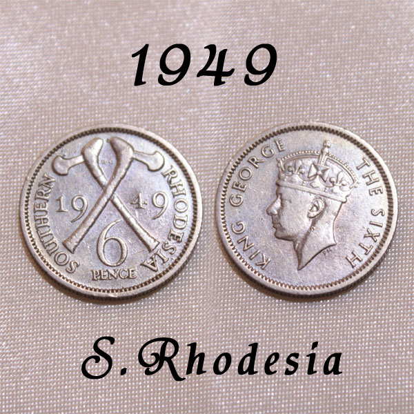 샍[fVA 1949N Southern Rhodesia K6yX RC  W[W6 nbs[ EFfBO VbNX yX Happy wedding sixpence  ԉłɍ̌C v[g Mtg yÁz