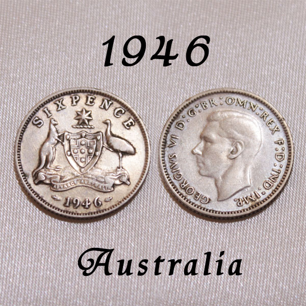 1946年 6ペンス銀貨 ジョージ6世 前進あるのみ カンガルー エミュー オーストラリア 50% シルバー 初年 Silver 硬貨 通貨 古銭 貨幣 ウェディング シックスペンス 花嫁の左の靴に6ペンス ラッキー 幸福 幸運 アンティーク コイン 幸せな結婚 お祝い プレゼント 【中古】