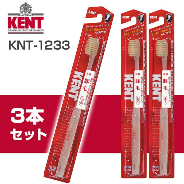 【あす楽】★ポスト投函 KNT-1233 KENT ケント 豚毛歯ブラシ コンパクト ふつう 3本セット BPケント/歯ブラシ/まとめ買い/ハブラシ/セット英国王室御用達/ネコポス/送料無料/代引不可 マツコの知らない世界で紹介されました