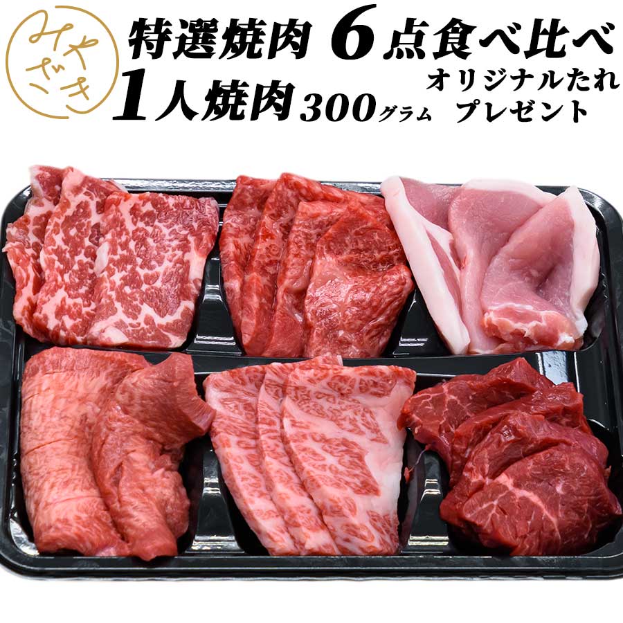 【送料無料】 焼肉セット 食べ比べ 6種類 300グラム 1人 焼肉セット 冷凍 / 冷蔵 牛肉 豚肉 牛タン 赤身 霜降り 焼肉 鉄板焼 BBQ バーベキュー お取り寄せ おうちごはん グルメ おつまみ母の日 父の日 贈り物 プレゼント ギフト