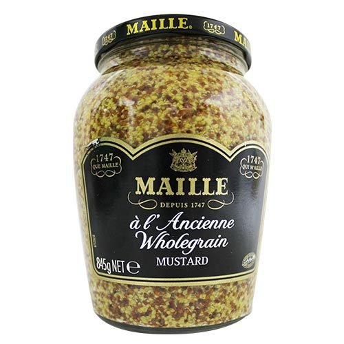 MAILLE　マイユ 種入りマスタード 845g 名称：マスタード 原材料名：写真参照 内容量：845g 保存方法：直射日光を避けて保存してください。 原産国:フランス 輸入者：ヱスビー食品株式会社 ※パッケージデザイン等は予告なく変更されることがあります。 ※多店舗併売につき、売り切れの場合がございますが 予めご了承頂けましたら幸いです。