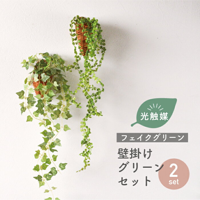 樂天商城 - 【2点セット】壁掛けグリーン アイビー ビーンバイン／抗菌 消臭 壁掛け 吊り下げ インテリアグリーン 光触媒 フェイクグリーン ウォールグリーン 造花 観葉植物