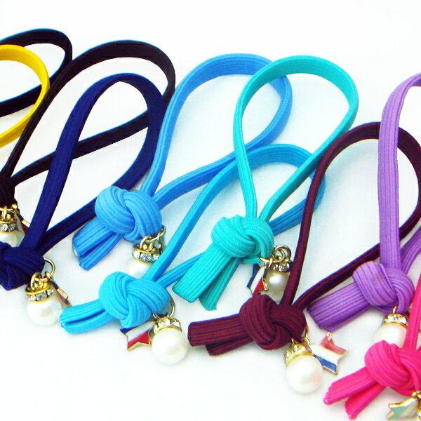 パール&スター付きヘアタイ風ヘアゴム☆ヘアアクセサリー ヘアーアクセサリー ポニー まとめ髪 スター 星 ピンク イエロー 黄色 パープル 紫 グリーン 緑 青...