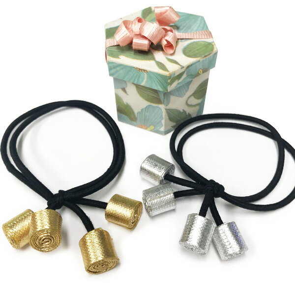 くるくるモチーフ付きヘアゴム ヘアポニー ヘアアクセサリー ヘアーアクセサリー クルクル ぽんぽん ポンポン ボンボン ゴールド 金 シルバー 銀 キッズ こど...