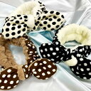 ふわふわ素材のリボンカチュームヘアアクセサリー ヘアバンド ドット 水玉模様 チェック ゼブラ(4)
