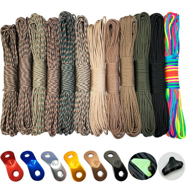 パラコード 1m単位の販売 4mm 7芯 18色アルミ自在金具またはラインロック付き(同色4m毎・6色) テントロープ タープロープ ガイロープ paracord 550【メール便配送】通販格安セール情報 楽天 通販