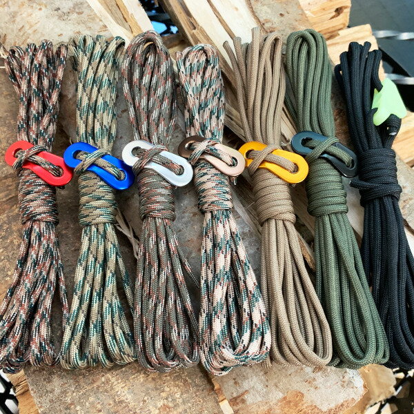 ガイロープ 径4mm 長さ4m 1本 耐荷重250kg パラコード 7芯 自在金具 ラインロックテントロープ タープロープ ガイライン【メール便配送】