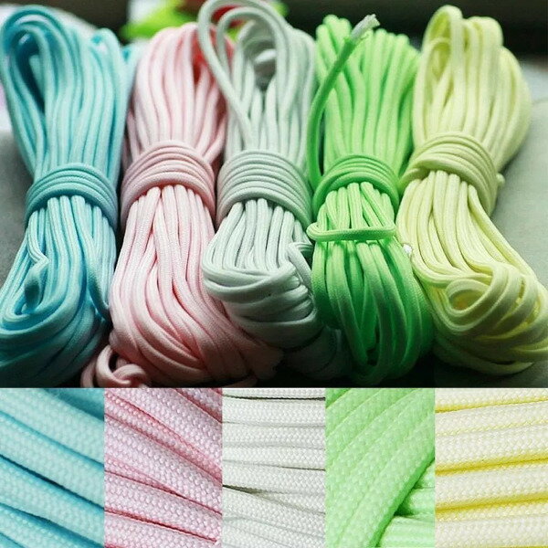 夜光パラコード 1m単位の販売 4mm 7芯 5色 アルミ自在金具またはラインロック付き(同色4m毎) 蓄光 発光 テントロープ タープロープ ガイドロープ paracord 550【メール便配送】通販格安セール情報 楽天 通販