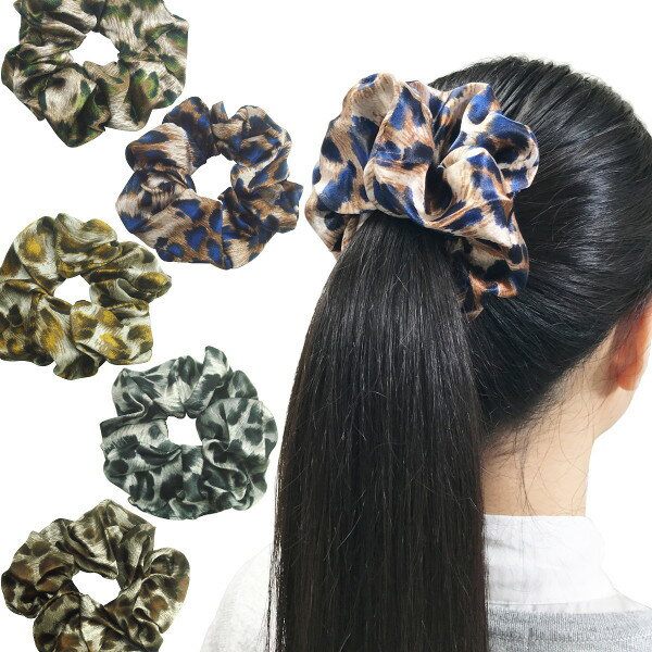 【全部選べる大人女子のハッピーバッグ・対象商品】レオパードプリントシュシュヘアアクセサリー ヒョウ柄 豹柄 レオパード柄 アニマル柄 シンプル イエロー 黄色 ...