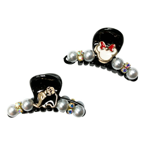 モチーフ&ストーン付ミニバンスクリップヘアアクセサリー ヘアーアクセサリー パール ラインストーン ベア ベアー クマ 熊 エレファント ゾウ 象 アニマル ホ...
