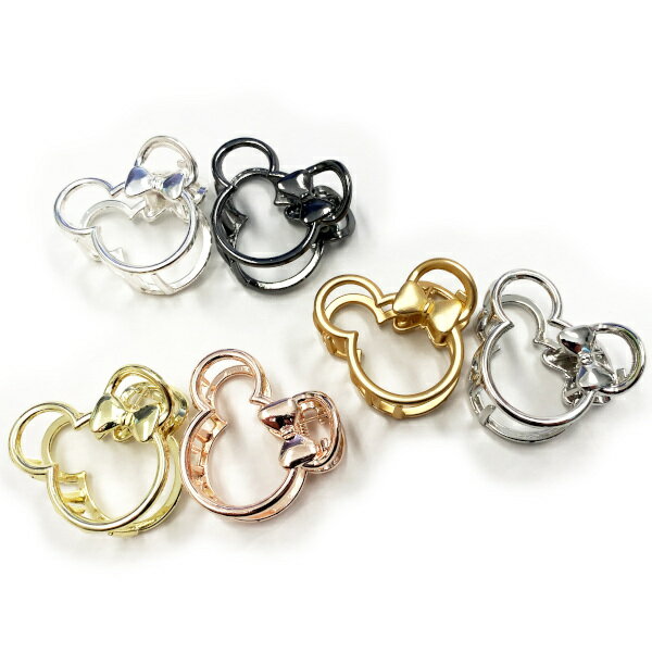 リボン付きクマさんメタリックバンスクリップヘアアクセサリー ヘアーアクセサリー 小さめ シンプル リボン クマ くま 熊 ベア キッズ シルバー 銀 ゴールド ...