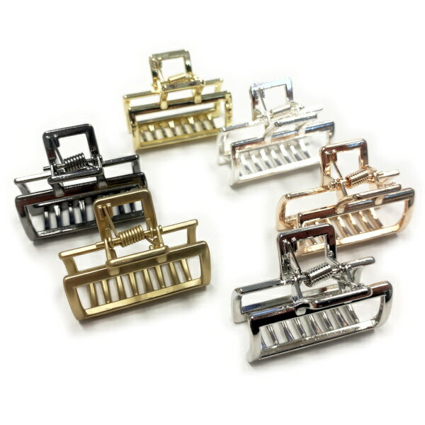 メタリックスクエアバンスクリップヘアアクセサリー ヘアーアクセサリー 小さめ シンプル シルバー 銀 ゴールド 金 プレゼント ギフト メロウストア【メール便配...