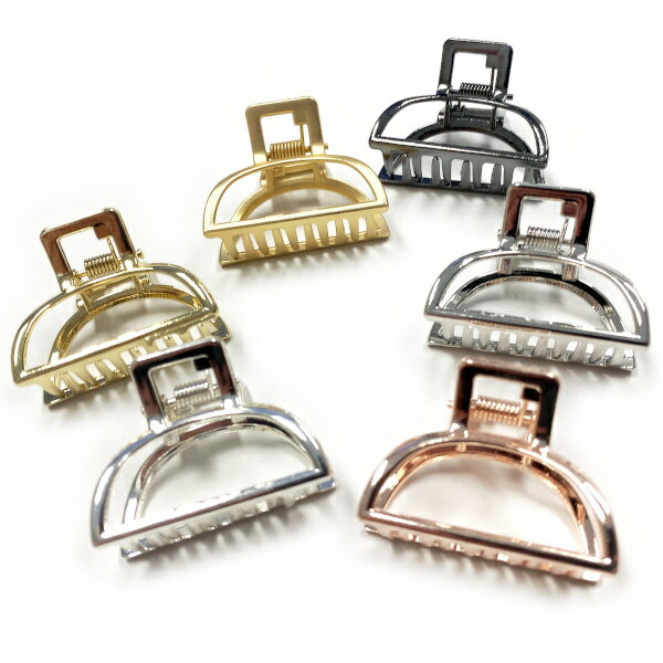 メタリックシンプルバンスクリップヘアアクセサリー ヘアーアクセサリー 小さめ シンプル ハーフムーン 半月 ラウンド 半円 シルバー 銀 ゴールド 金 プレゼン...