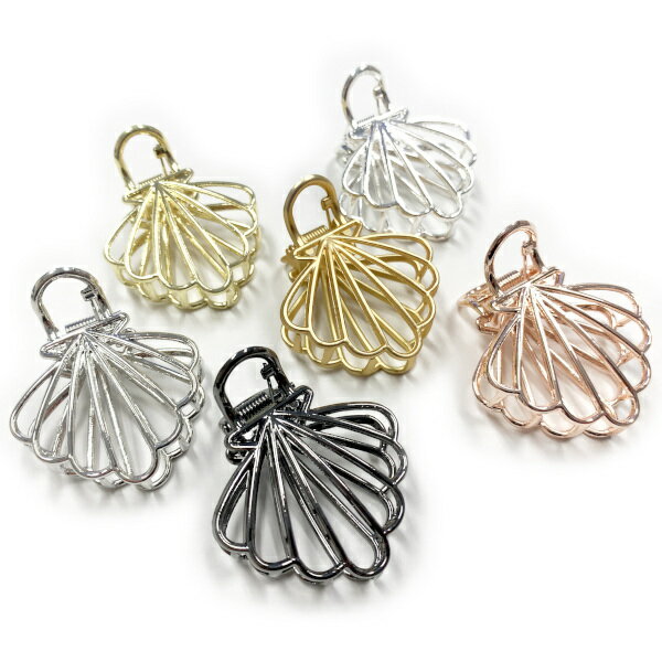 シェルモチーフのメタリックバンスクリップヘアアクセサリー ヘアーアクセサリー ヘアクリップ ヘアークリップ 貝殻 シンプル マット ゴールド 金 シルバー 銀 ...