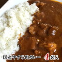 【全国送料無料】　100％国産牛すじ＆たまねぎ使用　牛すじカレー210g　中辛　4パック入り　レトルトでは味わえない本格派カレー　お湯ポチャ10分で完成！