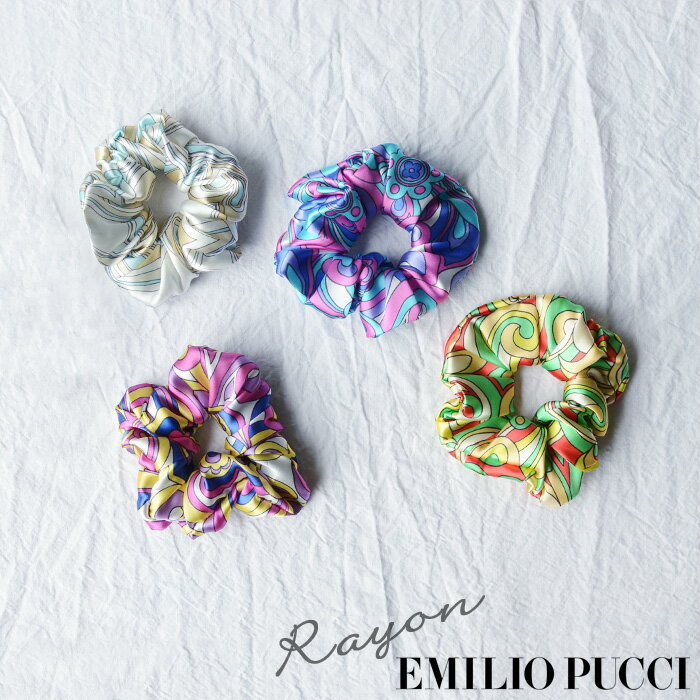 EMILIO PUCCI エミリオプッチレーヨンシルクシュシュ(エミリオプッチロゴ入り)merge ORIGINAL オリジナル シュシュ(ASPUCCI-RA...