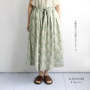 【再入荷】WINSOME Liberty ウィンサムリバティリバティ＜STRAWBERRY THIEF いちご泥棒＞ フランダース リネン タック ギャザー ロング スカート リバティプリント フランダースリネン【日本製】【ハンドメイド】(31WSL-CARA-ST)(202325)