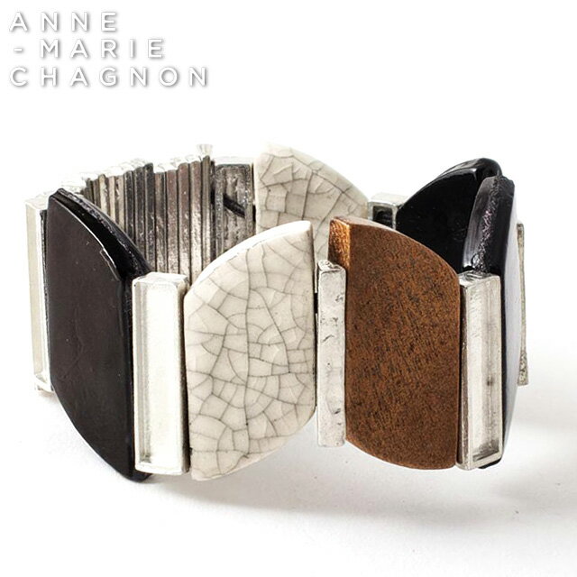 大ぶり で 大胆・ 個性的 な デザイン ブレスレット バングル 金属アレルギーを起こしにくい素材でお肌にやさしい アンマリーシャニョン ブランド レディース シルバー メタリック ブラック 黒 ホワイト 白 ブラウン 茶色 ガラス 四角 大振り インポート N°25コレクション