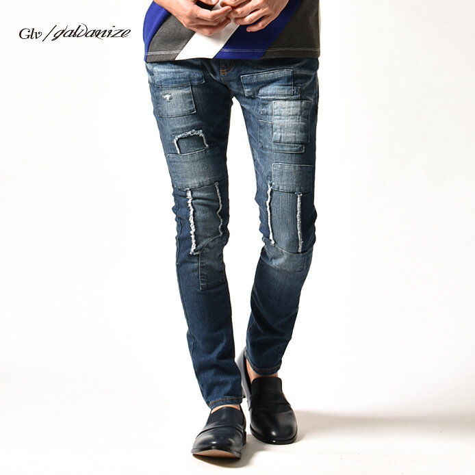 メンズ ランダムパッチワークデニム Galvanize ガルバナイズ S M L サイズ 服