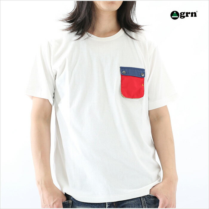 grn ジーアールエヌ ポケット付Tシャツ メンズ M Lサイズ ホワイト グレー 服