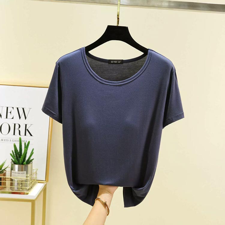カップ付きインナー レディース パット付き 無地 ラウンドネック カップ付きTシャ...