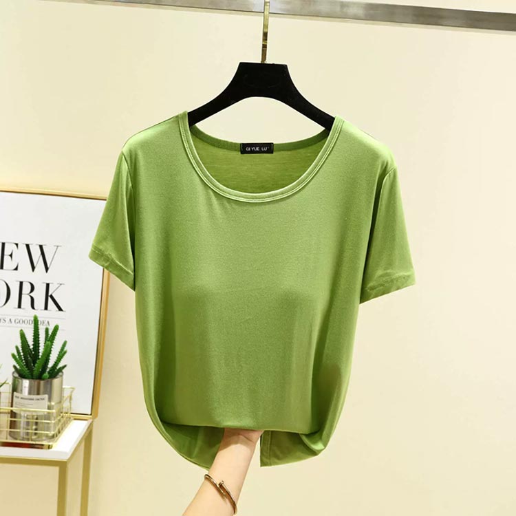 カップ付きインナー レディース パット付き 無地 ラウンドネック カップ付きTシャ...