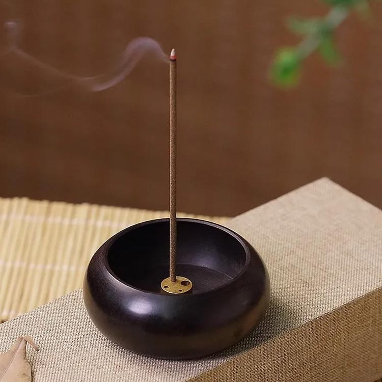 木製 線香皿 線香立て付 香炉 ミニ 小型 丸型 灰不要 灰いらず 香皿 ペット仏具 か...