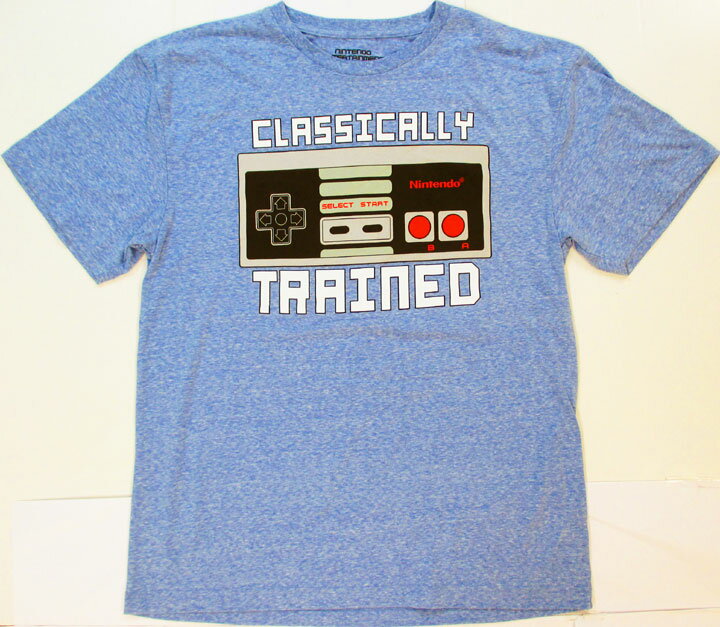 楽天アメリカ雑貨　マイクのおもちゃ箱〇【 CLASSICALLY TRAINED クラシカル トレイニッド 】『 コントローラー Tシャツ （杢ブルー）』Nintendo アメリカン雑貨 アメリカ雑貨 アメ雑 ファッション レトロ ゲーム アメカジ 半袖 テレビゲーム メンズ レディース