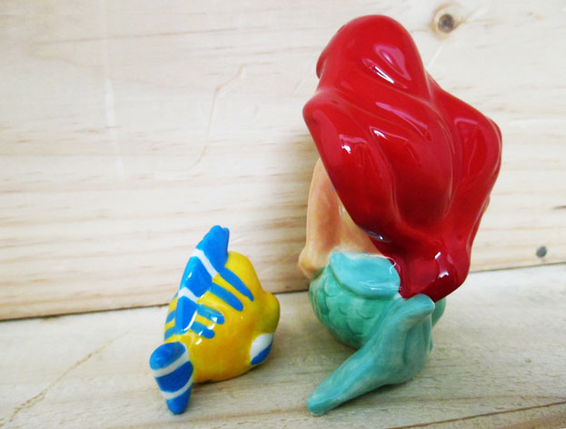 ◎【Disney/ディズニー】 ソルト＆ペッパー 陶器製 『アリエル＆フランダー』 WESTLAND・ウェストランド社・リトルマーメイド・塩コショウ入れ・アメキャラ・アメコミ・アメリカン雑貨・アメリカ雑貨・アメ雑