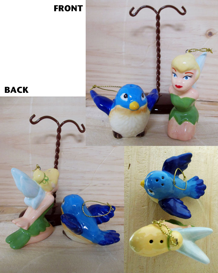 アメリカ雑貨　マイクのおもちゃ箱の〇【Disney/ディズニー】 ソルト＆ペッパー 陶器製 『ティンカーベル＆バード オン・ツリー』 WESTLAND・ウェストランド社・塩コショウ入れ・アメキャラ・アメコミ・アメリカン雑貨・アメリカ雑貨・アメ雑　プレゼント｜アングル2