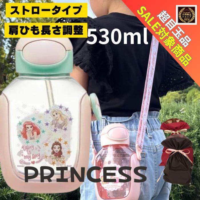 ＼本日18の日！ポイント4倍月間優良ショップ受賞店舗／ディズニー ワンプッシュストロー水筒 530ml プリンセスのサムネイル